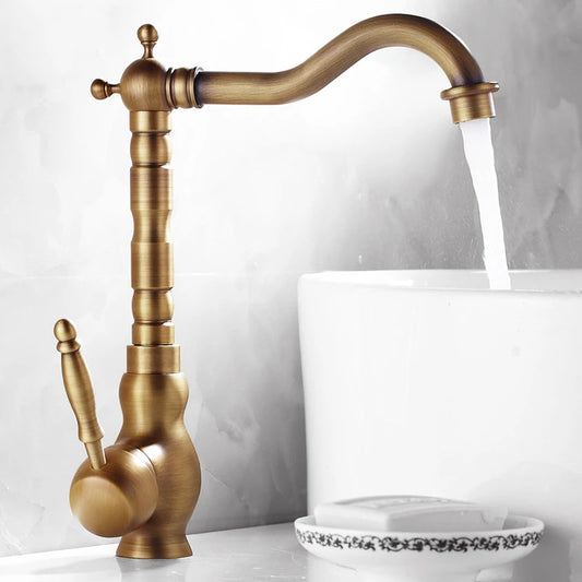 Single Handle Antique Bronze Basin Faucet