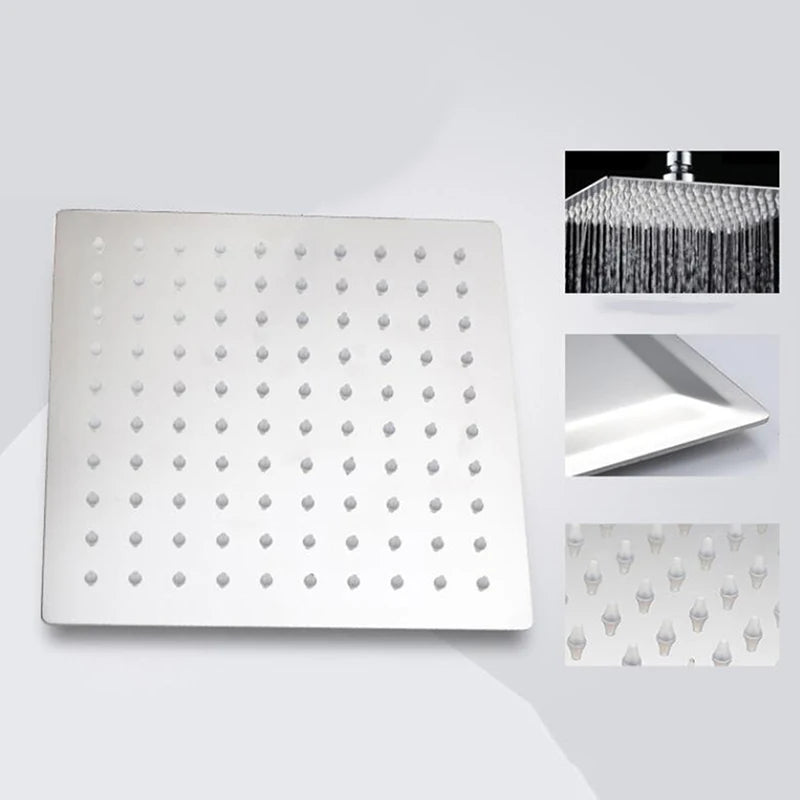 Stainless Steel Ultra-Thin Rainfall Shower Head (3 Variants....6", 8", and 10" Round and Square)