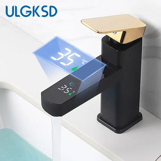 Black Brass Touch Sensor Sink Faucet with LCD Temperature Display