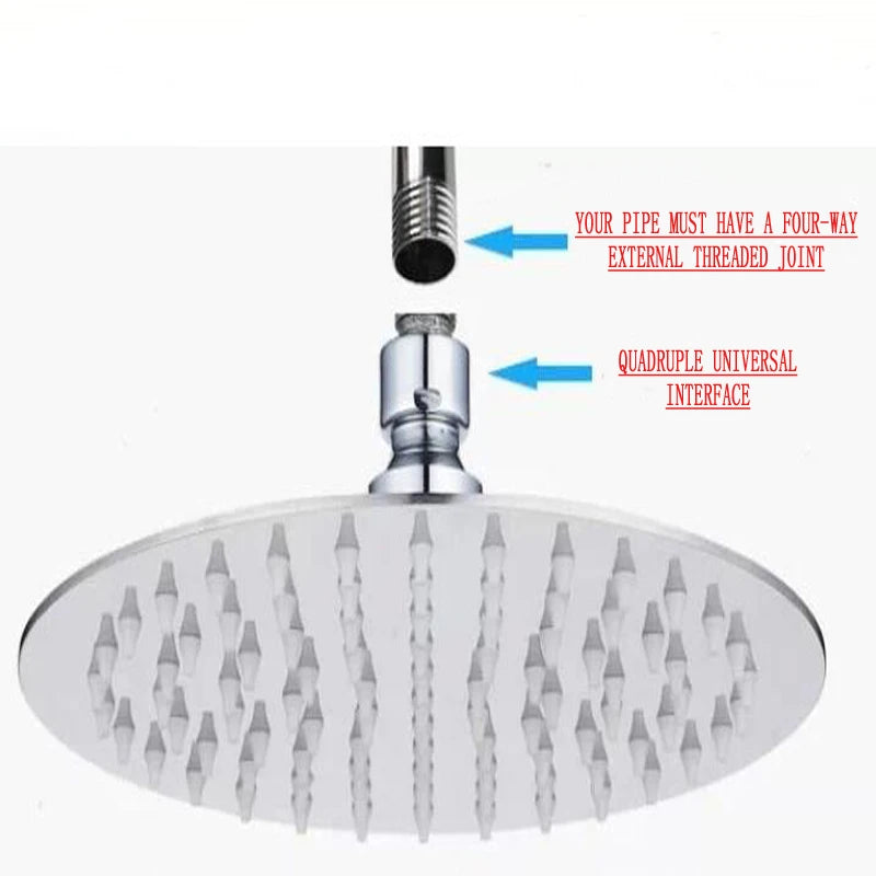 Stainless Steel Ultra-Thin Rainfall Shower Head (3 Variants....6", 8", and 10" Round and Square)